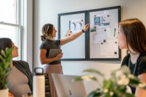 Executive using AI tools like Motion and Notion AI for productivity in strategic planning