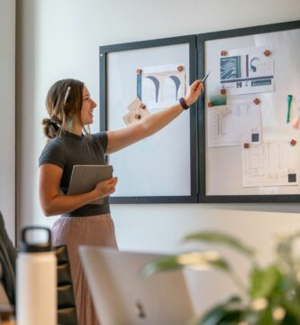 Executive using AI tools like Motion and Notion AI for productivity in strategic planning