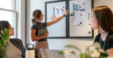 Executive using AI tools like Motion and Notion AI for productivity in strategic planning