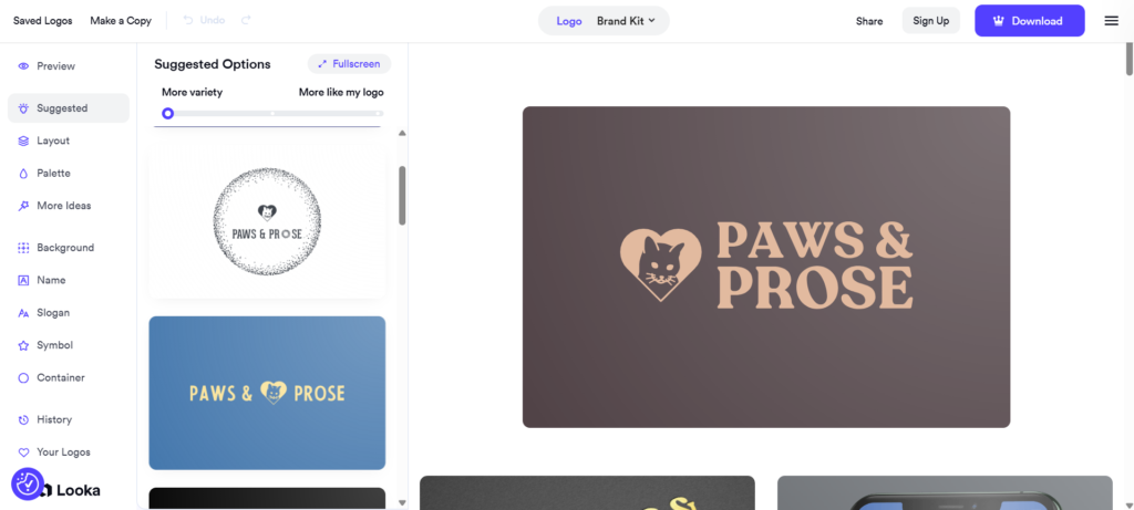 Looka: For creating logos that match your visual preferences