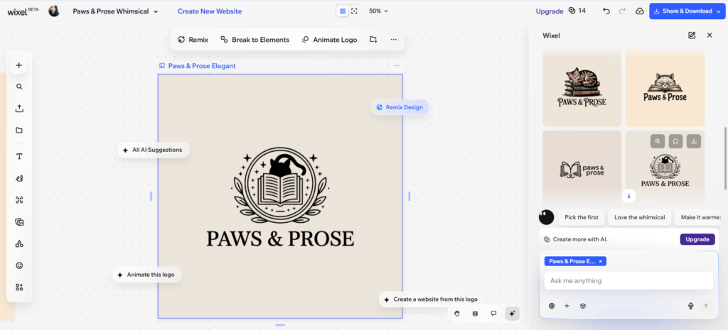Wix / Wixel Logo Maker: For beginners who prefer step-by-step guidance